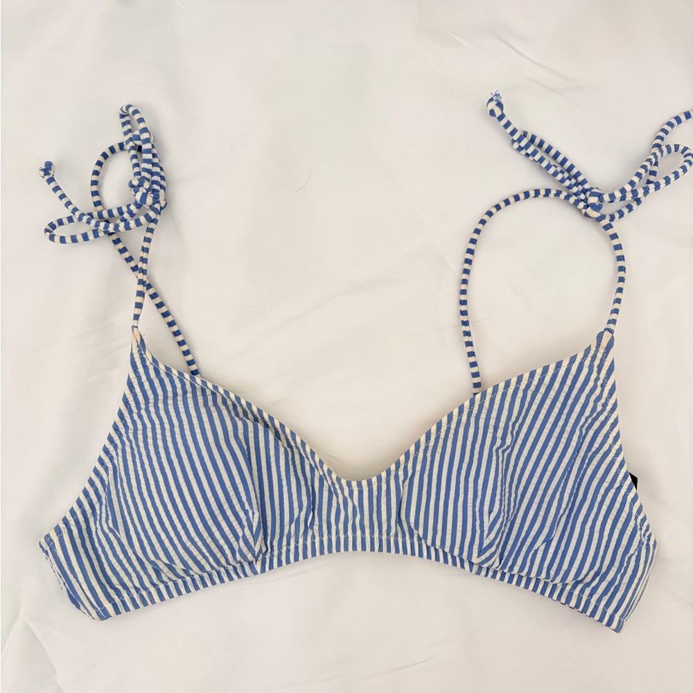 J. Crew Blue and White Striped Bikini Top & Bottom - Picture 3 of 8